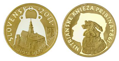 100 EUR Pribina - nitrianske knieža 2011